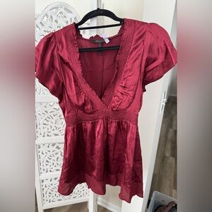 BCBG MaxAzria Red Silk Blouse Size Small – Elegant Lightweight Top